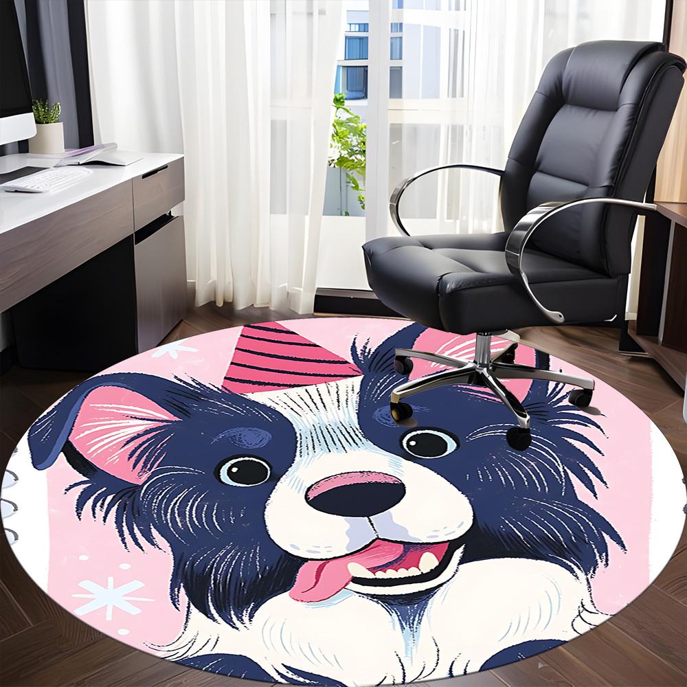 1PC Dogs Pet Office Round Area Rug, Mat Suitable ForOffice, Under Office Chairs Bedroom Living Room Home Decor, Room Deco