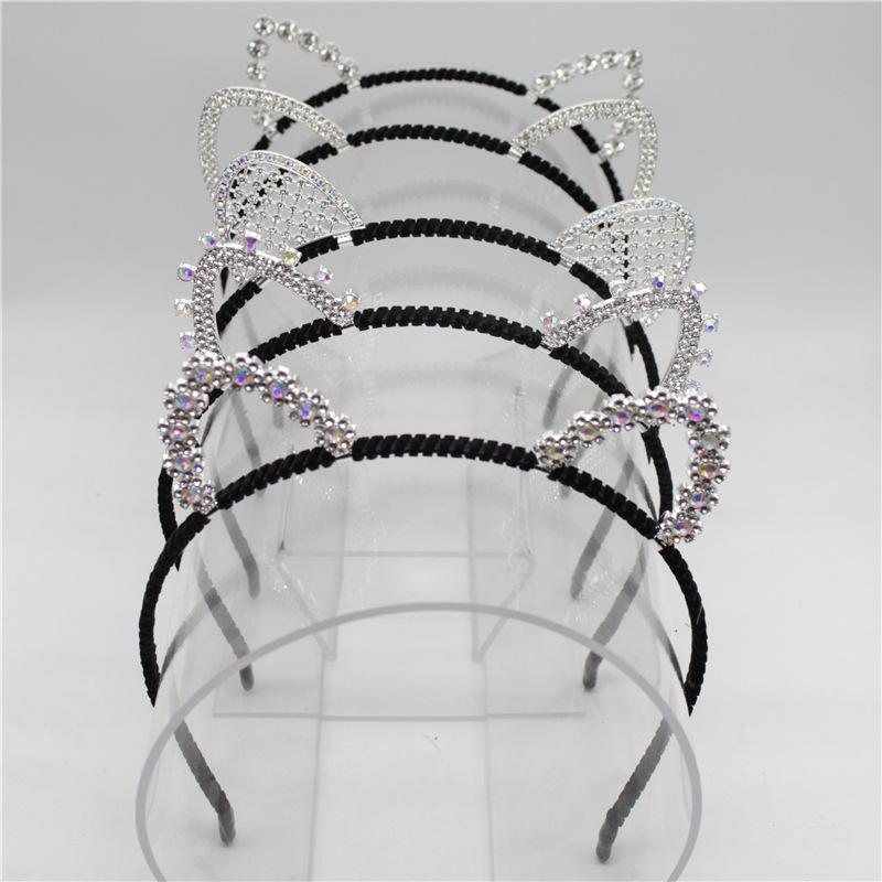 Korean Style Cute Cat Ear Rhinestone Headband - Alloy Hair Accessories and Thin Hair Clips