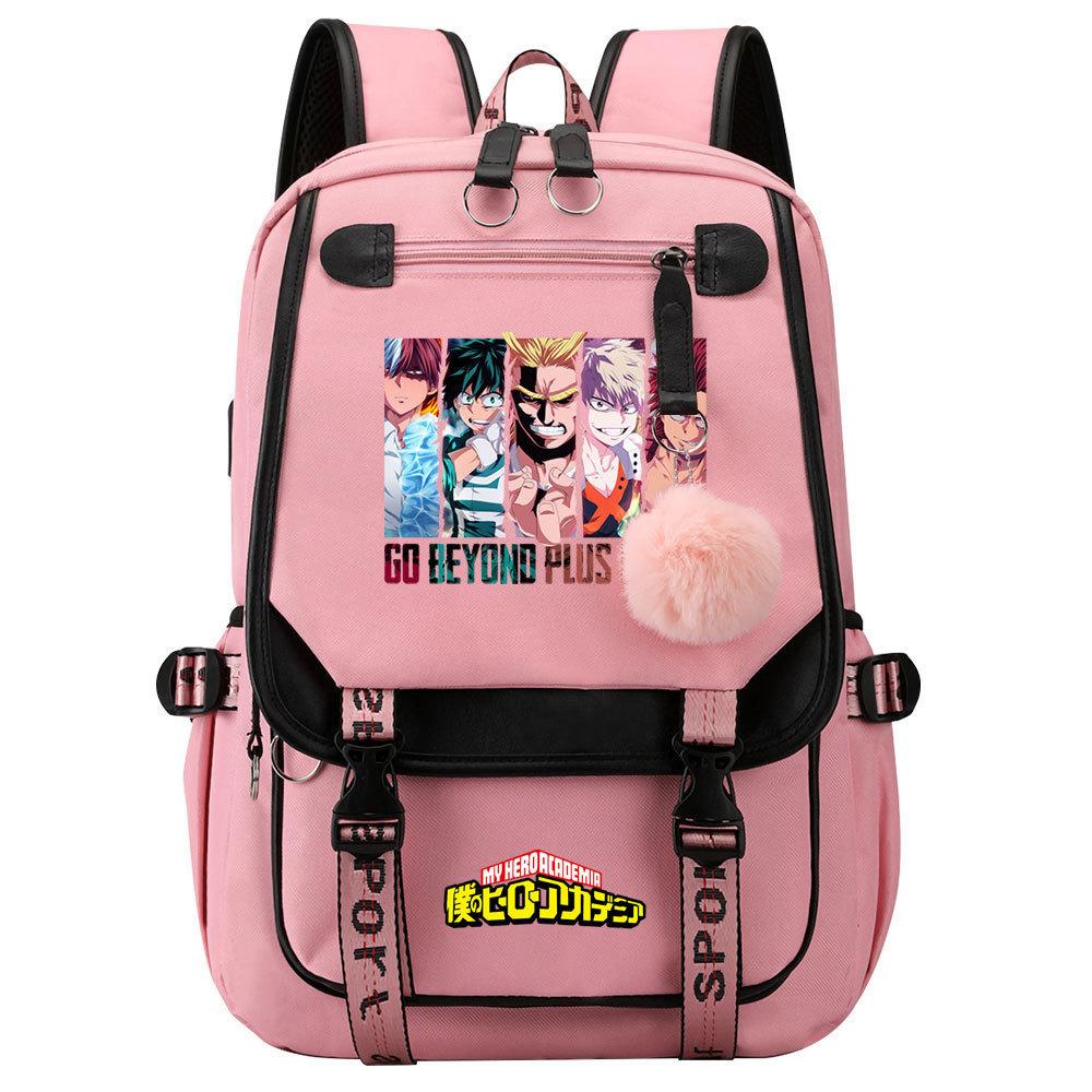 Day Man My Hero Academy USB Teen Student School Bag Men's and Women's Casual Webbing Flip Backpack