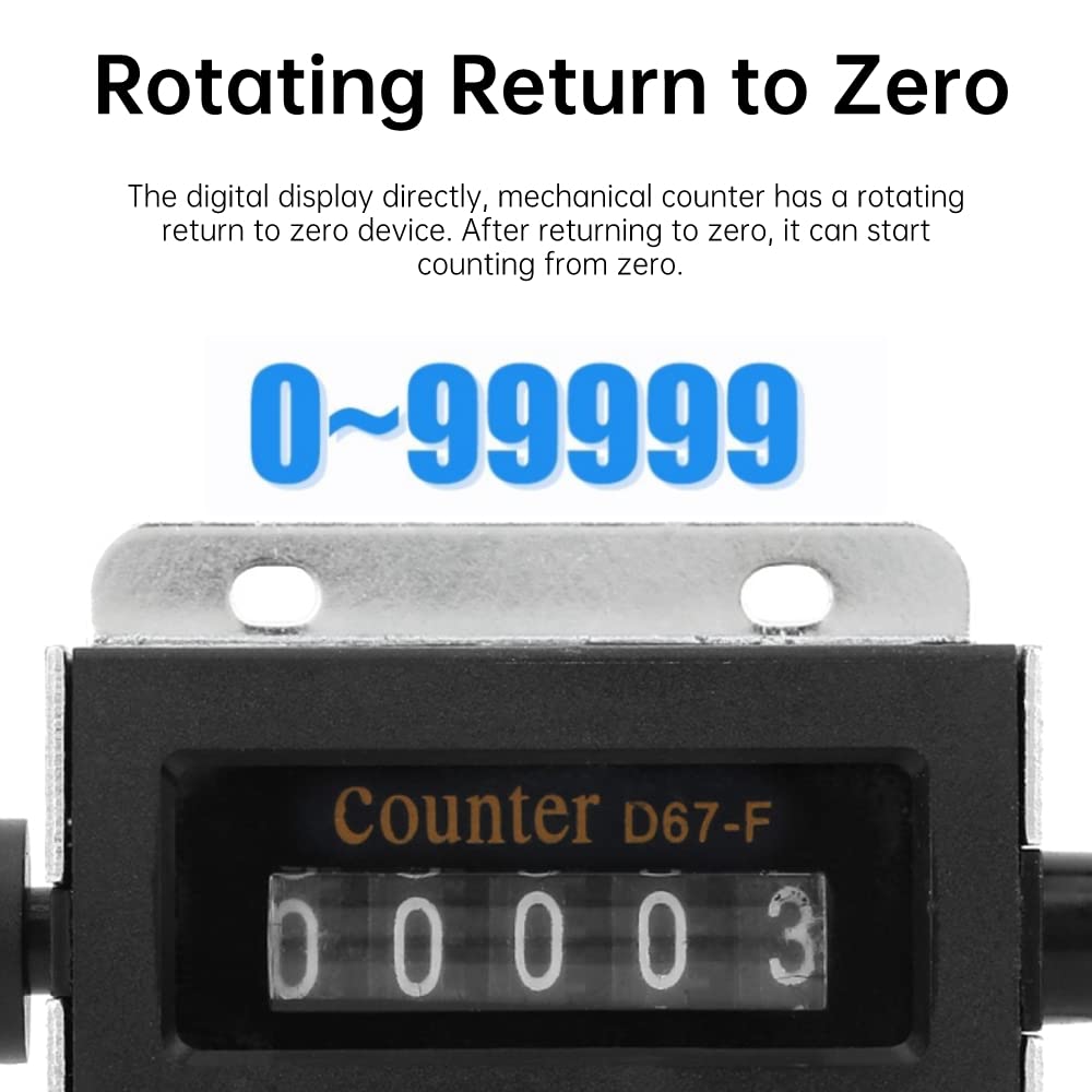 5 Digit Pull Counter D67-F 5 Digit Mechanical Resettable Manual Hand Pull Stroke Tally Counter Count Accurately