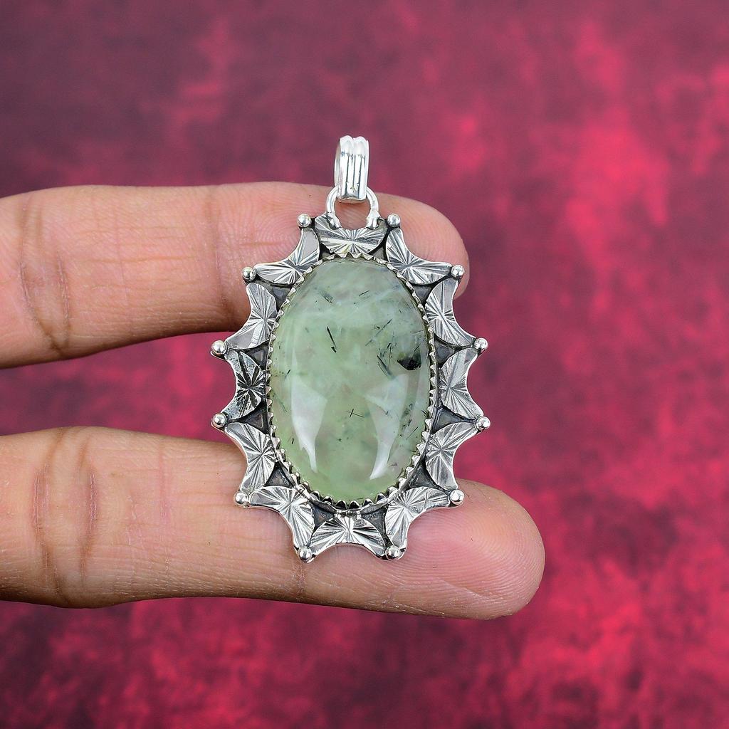 Stříbrné šperky Prehnite, 925 přívěsek z masivního sterlingového stříbra, ručně vyráběné šperky z drahých kamenů, dárky pro manželku, zbrusu nový přívěsek