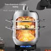 MAXCOOK 34cm 3-Layer 304 Stainless Steel Steamer Pot