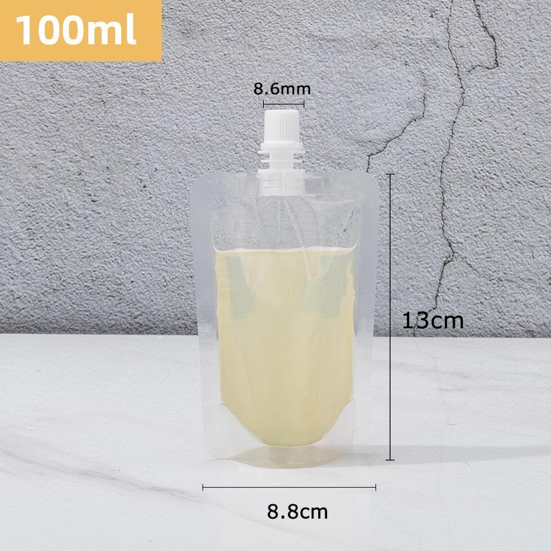 100pcs Independence Beverage Bags Transparent Self-reliance Suction Nozzle Bag Disposable Thickening Milk Tea Fruit Juice Packaging Sealing Bags