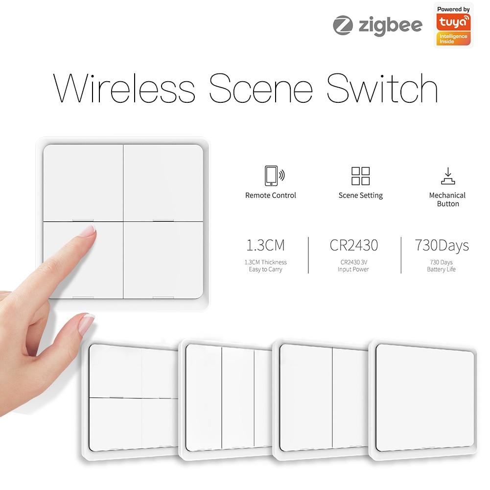Tuya ZigBee Hub Required White MOES 4 Gang Tuya ZigBee Wireless 12 Scene Switch Mechanical Push Button Controller Battery Powered,Smart Home Automation Scenario Switch for Tuya Smart Devices Tuya ZigBee Hub Required White MOES 4 Gang Tuya ZigBee Wireless 12 Scene Switch Mechanical Push Button Controller Battery Powered,Smart Home Automation Scenario Switch for Tuya Smart Devices