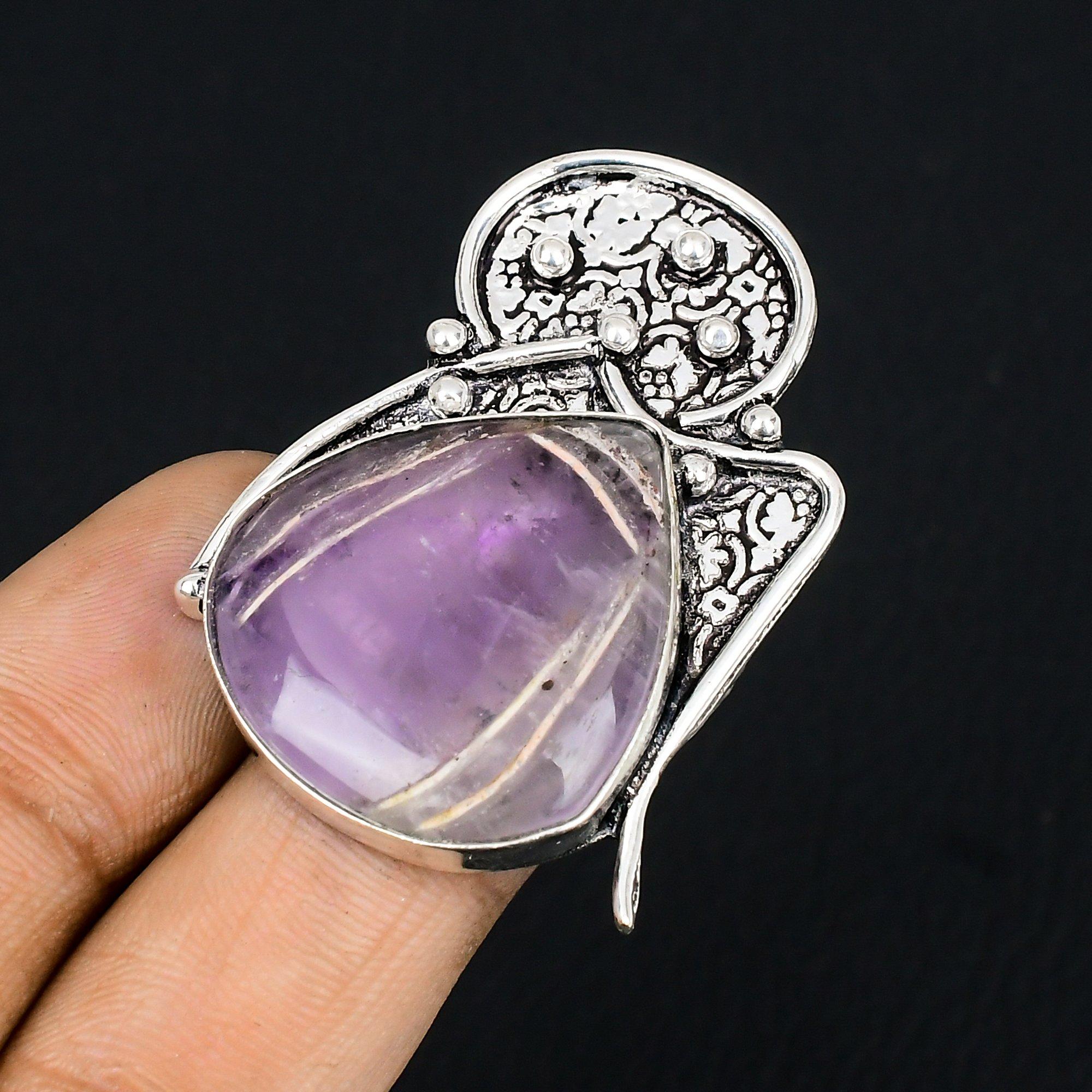 Daughters Day Deal Sterling Silver Star Amethyst Stone Solitaire Ring Size 7.5 7.5