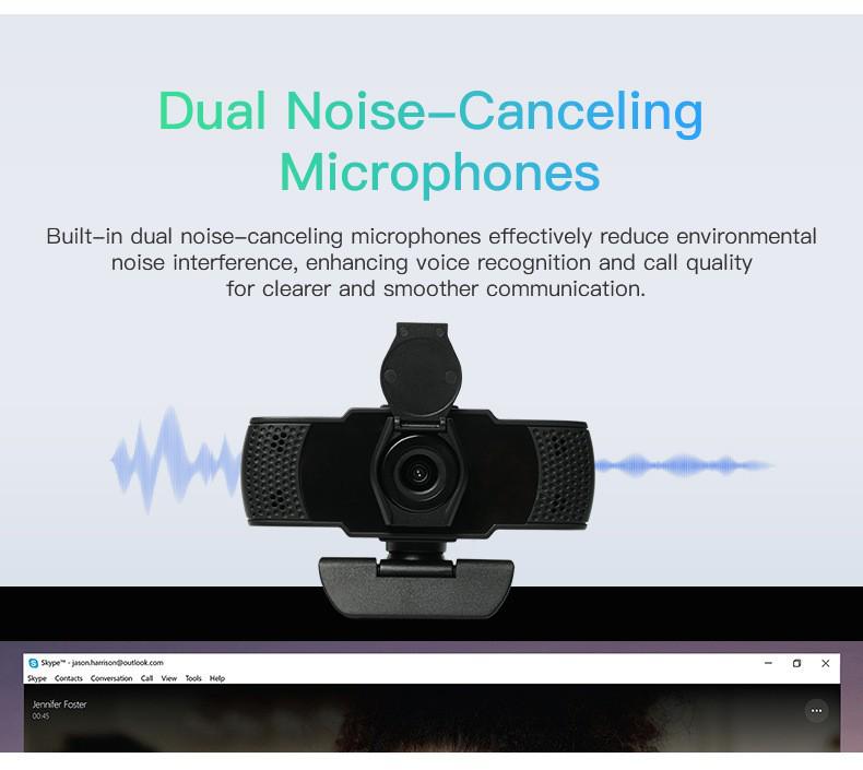 1080P HD USB Webcam with Microphone and Fixed Focus