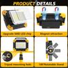 LED Work Spotlight 5 Mode Portable Construction Flood Light Rechargeable Camping Lamp for Site Garage Workshop Fishing Emergency