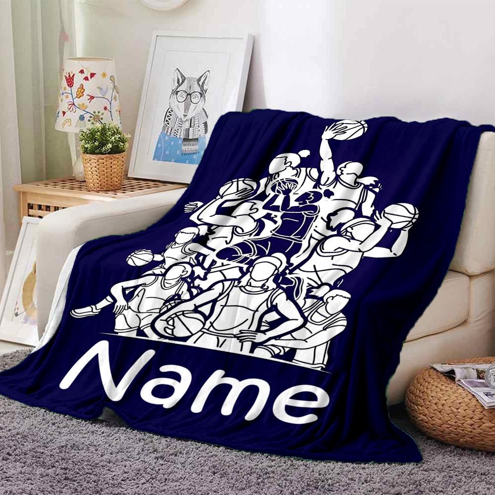 Custom Name Basketball Theme Printed Blanket - Perfect for Couch, Bed, Travel & Outdoor Use | Machine Washable, Cozy & Durable.