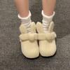 2025 autumn and winter warm bag head half slippers women wear cute girl style small thick bottom two wear fluffy slippers