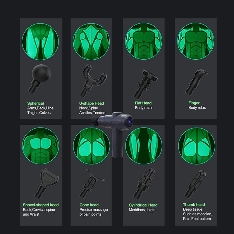 Portable Fascia Gun Impact Muscle Massage Body Back Hammer Fitness Training Assistant Device USB Charging Black