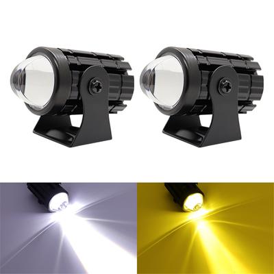 2x Motorcycle LED Headlight Driving Spot Light Yellow White Hi/Lo Projector Lamp