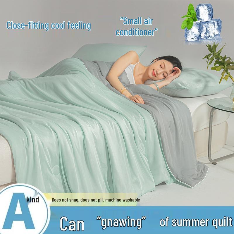 2025 A-Class Mica Cool Silk Summer Air Conditioning Quilt - Luxury Solid Color, Double Spliced, Washable