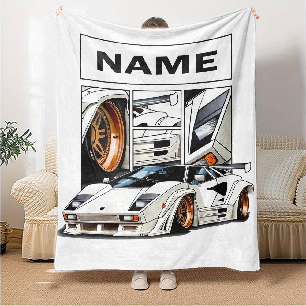 Custom Name Racing Theme Printed Blanket - Perfect for Couch, Bed, Travel & Outdoor Use | Machine Washable, Cozy & Durable.