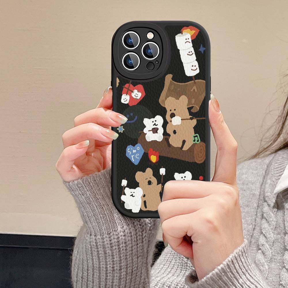 Cute Bear Quokkas Magsafe Phone Case For IPhone 11 12 13 14 15 16 Pro Max Plus Leather Cover