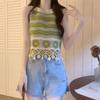 Hollow Flower Embroidery Knitted Crochet Camisole Summer Women's Retro Ethnic Design Tassel Short Top