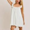 Polyester Summer Beach Dress For Women With Ruffled Lace And Bow Ties For Vacation Style