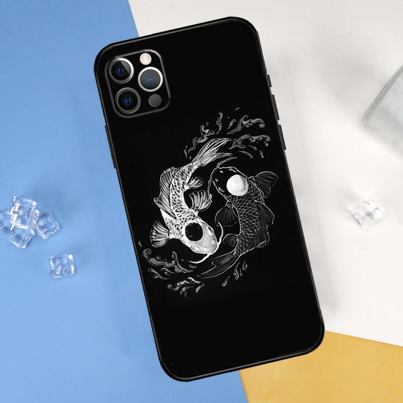 Koi Fish Yin Yang Art Phone Case For iPhone 16 Pro Max 12 13 Mini 11 14 15 Pro Max XR 16 15 Plus 16e Cover Shell