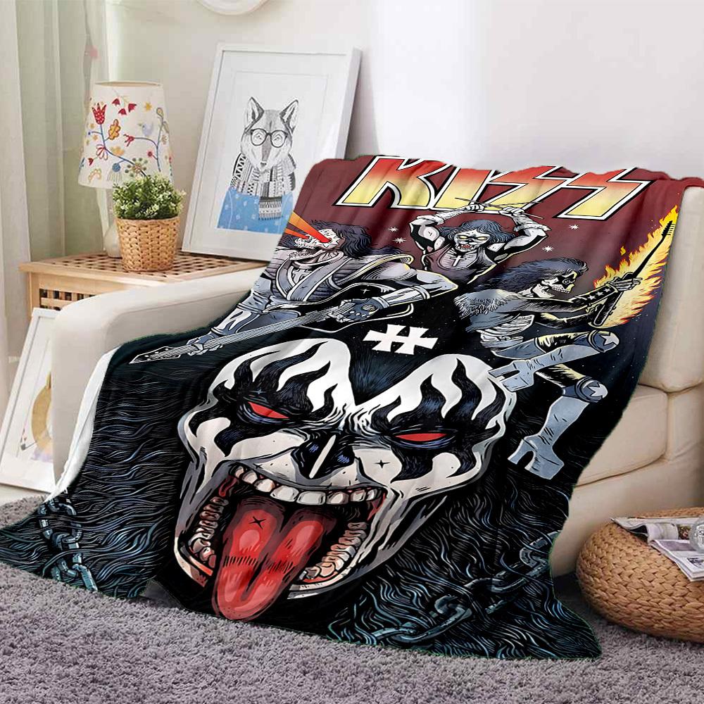 1pc KISS Band Flannel Blanket, Soft Skin Friendly with Digital Printing, Various Sizes Available for Family, Friends, Birthday