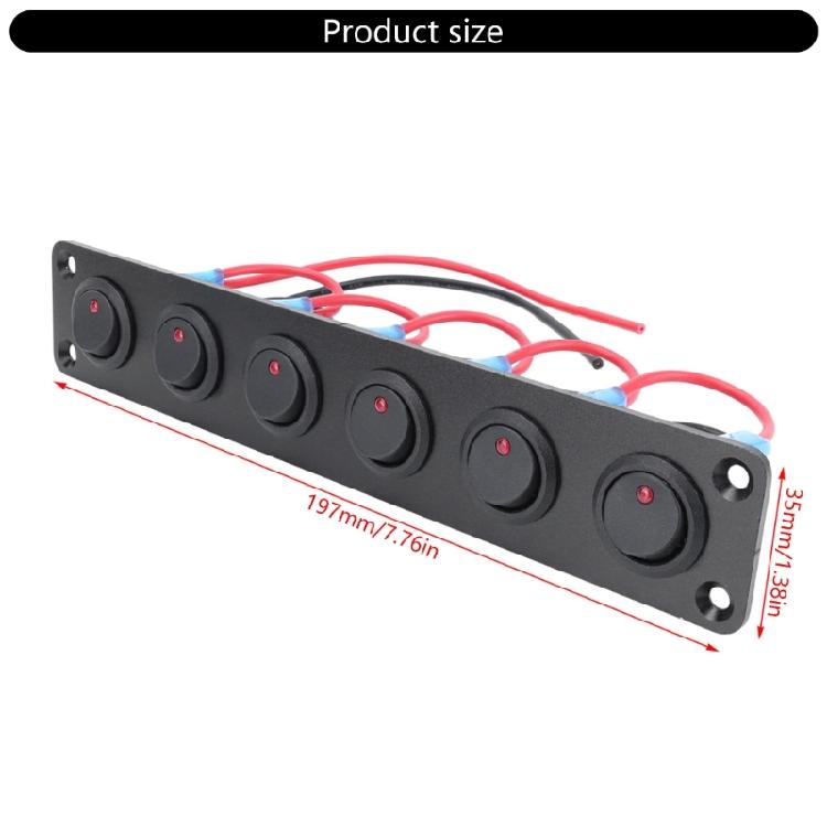 Multifunctional Space Saving 20A 12V Red LED Toggle Switch Panel for Car Truck Motorhomes and Marine Electrical Systems