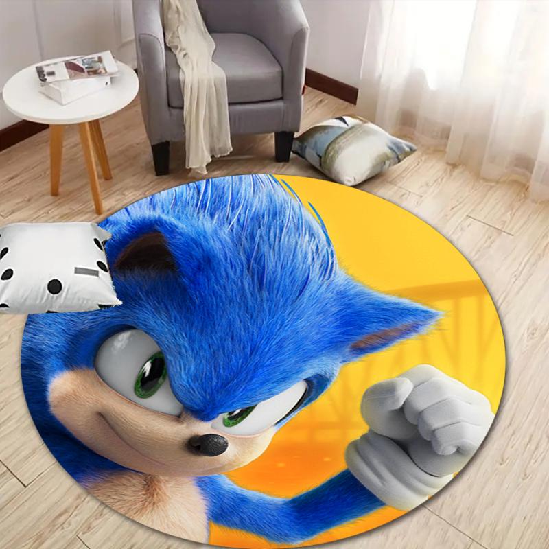 Sonic Printed Chair Rug for Home Office Use, Living Room Kitchen Game Room Round Carpet