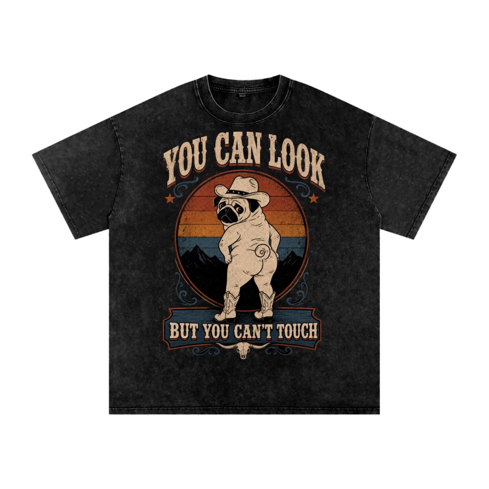 Funny Frenchie Retro Style Cowboy Graphic Tee 2XL