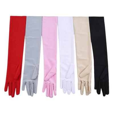 Fashion Long Satin Gloves Satin Opera Evening Ball Costume Gloves Black White Pink Gray Beige Red