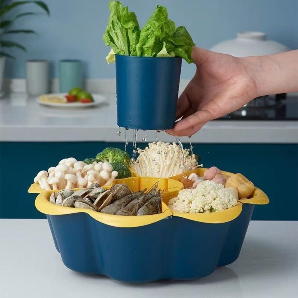 Divided Snack Serving Tray 7/9 Grid Food Preparation Plate Kitchen Drain Basin  Dining Table