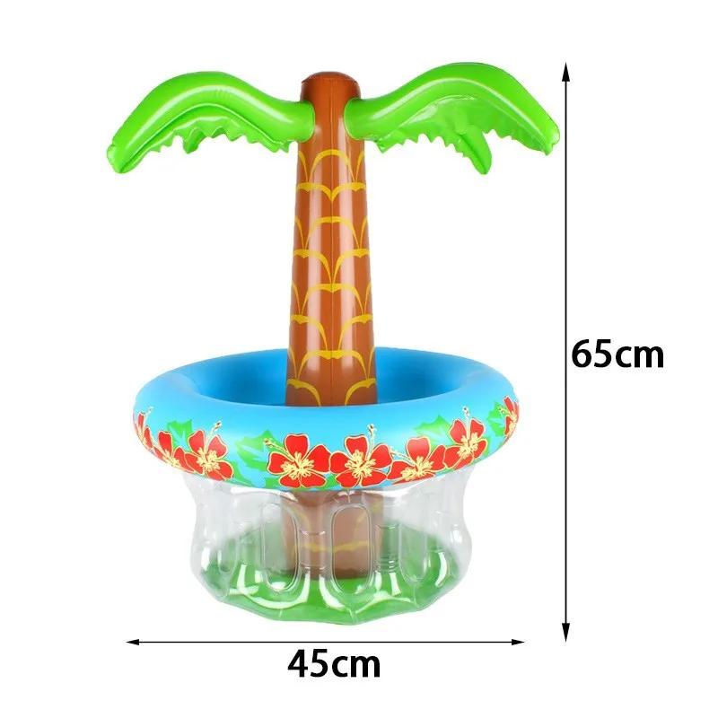 Tropical Inflatable Coconut Tree Cooler Poolside Drink Holder & Ice Bucket Combo Portable Beverage Station for Beach Pool Party
