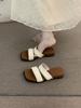 Wedge heel niche retro square head one-word slippers women's shoes outer wear 2025 summer with skirt French sandals