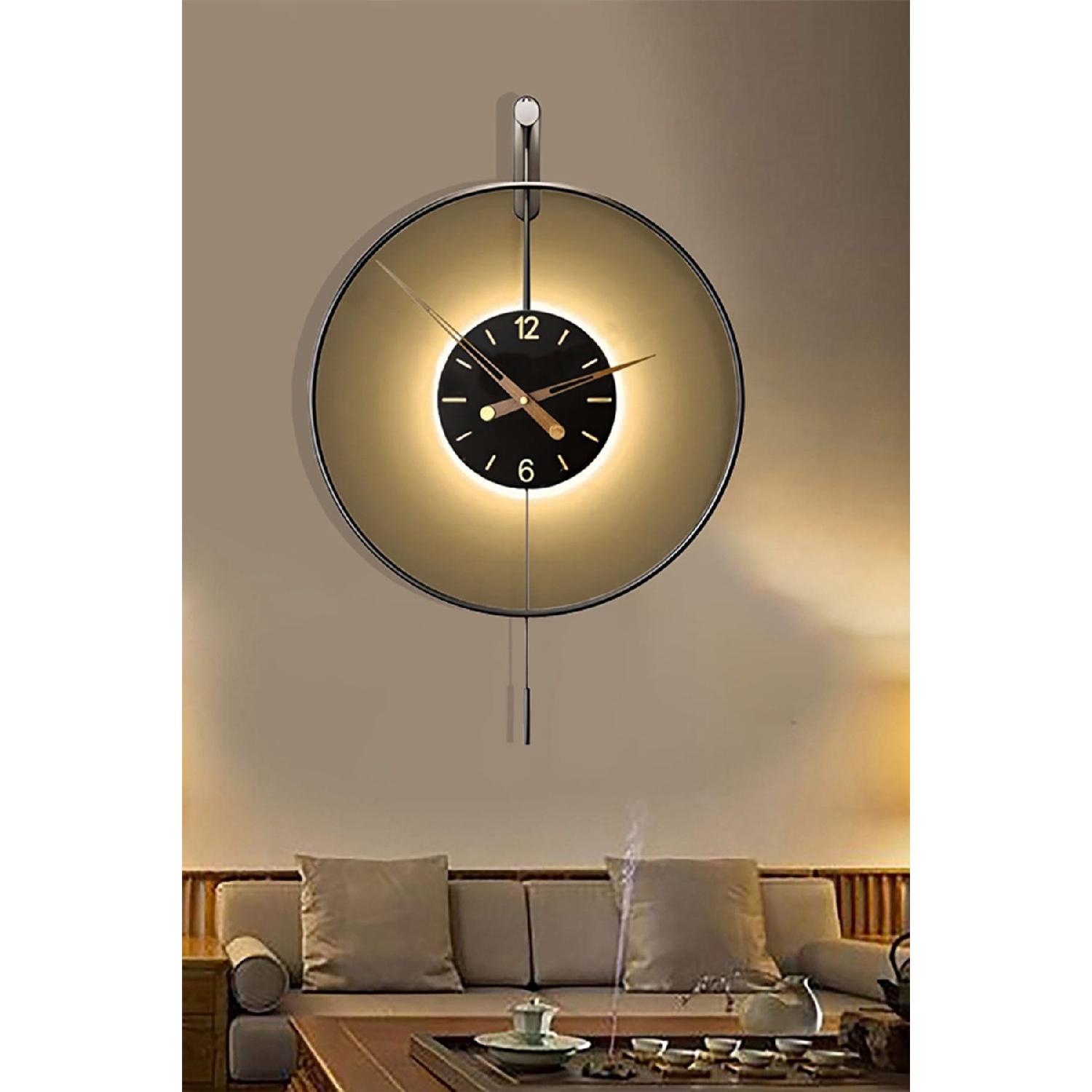 

Izmir Led Time 60 см, черный металл, беспроводной светодиод на батарейках, современные декоративные металлические настенные часы с маятником