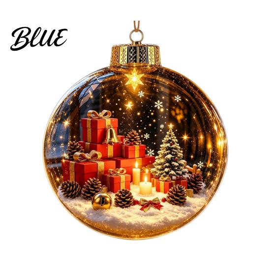 Coordinated Seasonal Arrangements Glowing Clear Christmas Ball Ornament Light Up Story Decoration with Warm LED 3D Winter Scene Baubles Light,