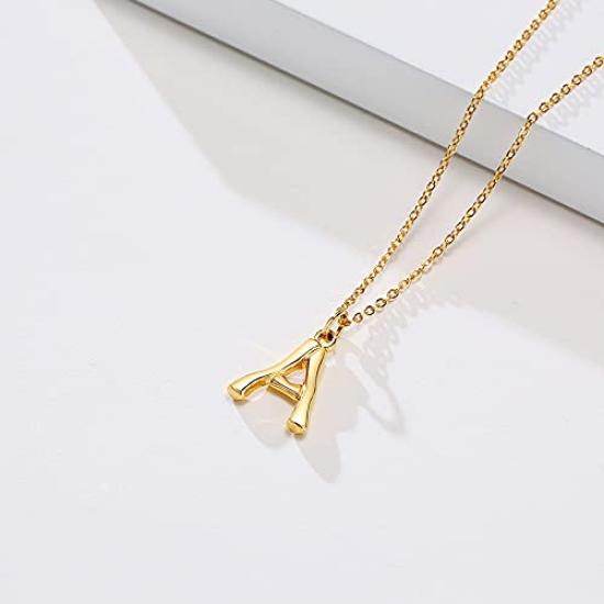 Rockyu Náhrdelník pre abecedný iniciál z nehrdzavejúcej ocele 18K na kľúčnu kosť Módny doplnok pre ženy, Zlatý, 18K, Prívesok, Náhrdelník, Elegantný, DIY26, Oceľ, Náhrdelník,