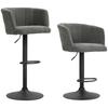 Bar Stool 2 Piece Set Shell Back Height Adjustable Footrest For Kitchen Or Dining Room Metal Base Dark Gray