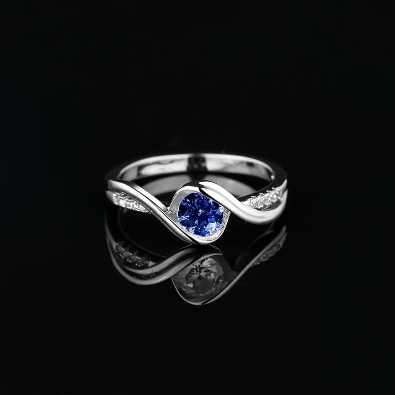 1PC Fashionable Women's Proposal Ring,Inlaid with Round Synthetic sapphires,Inlaid Synthetic Zircon Is Suitable for Women's Wedding Engagement Rings,