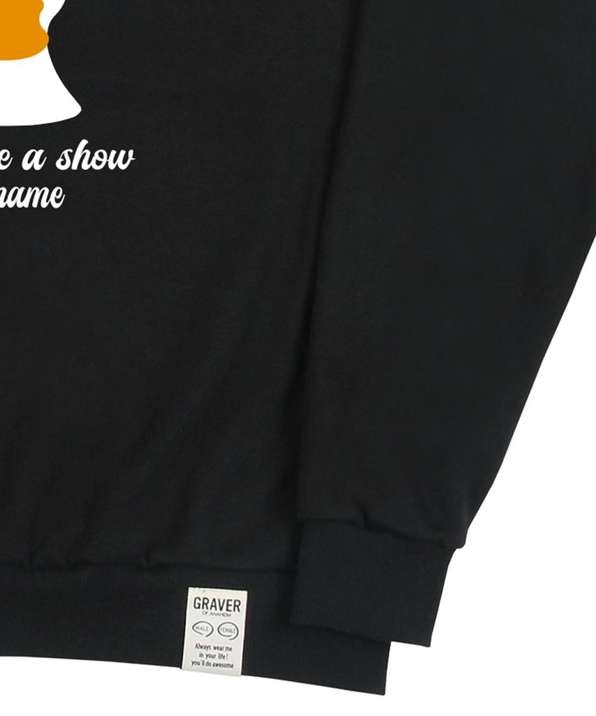 GRAVER [Unisex] Duck Face Smile Sweatshirt_Black