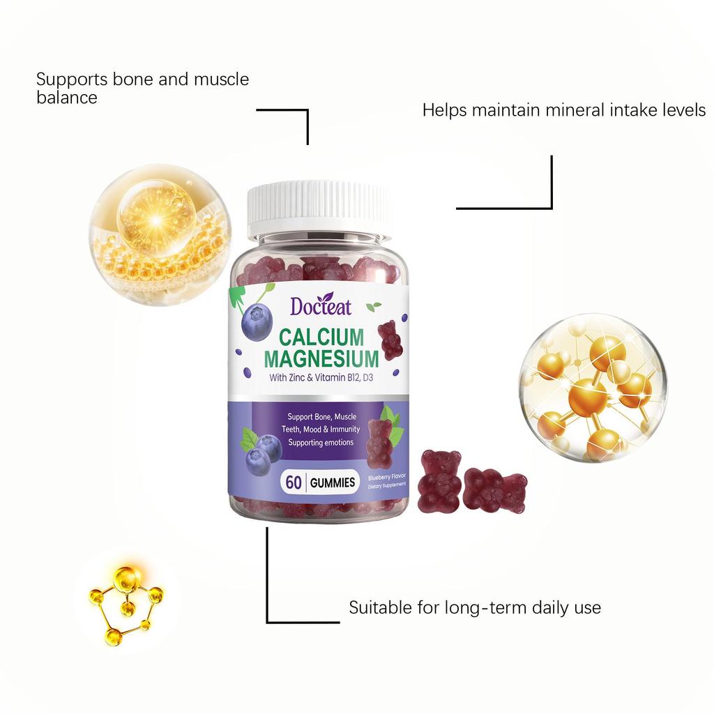 DOCTEAT Bone & Muscle Balance Gummies: Calcium & Magnesium Support for Strength & Nutrition