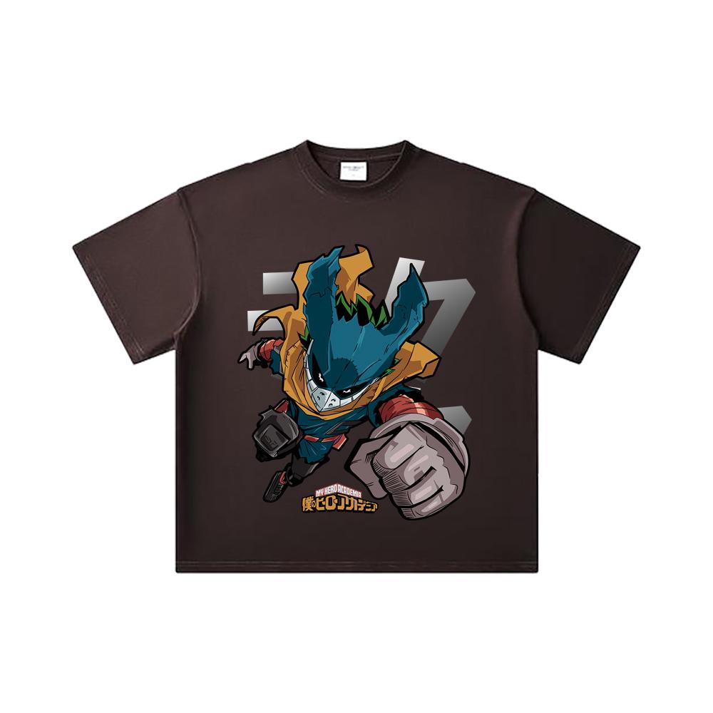 260 GSM Double Yarn 32 Count 100% Cotton My Hero Academia V3 Deku Print Unisex Heavy Cotton T Shirt
