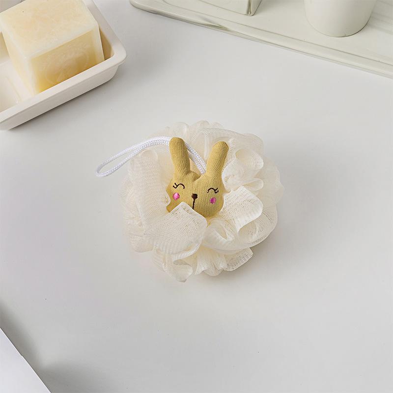 Adorable Ribbon Fruit Bath Scrubber: Large Anti-Scattering Shower Pouf for Back Scrubbing
