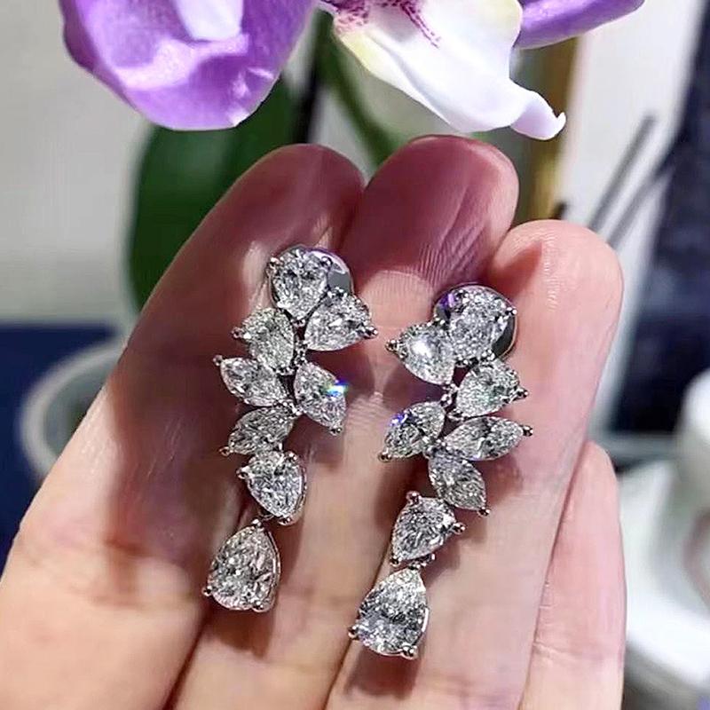 

Серьги-подвески Huitan Sparkling CZ для женщин, шикарные, висячие аксессуары для вечеринок, цветной темперамент, элегантные женские украшения