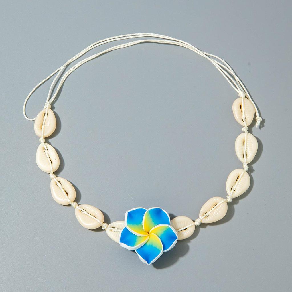 Europe and America Cross-Border New Egg Flower Shell Necklace Women's Jewelry Beach Vacation Style Handmade Woven Shell Necklace