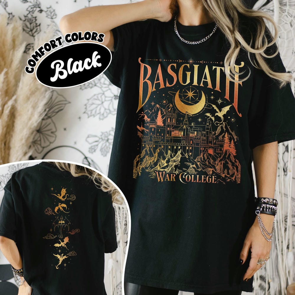 T-shirt Confort Basgiath War College Vintage Double Face Aile Quatrième Dragon Rider Unisexe Coton Y2K Haut Quotidien Tendance Streetwear