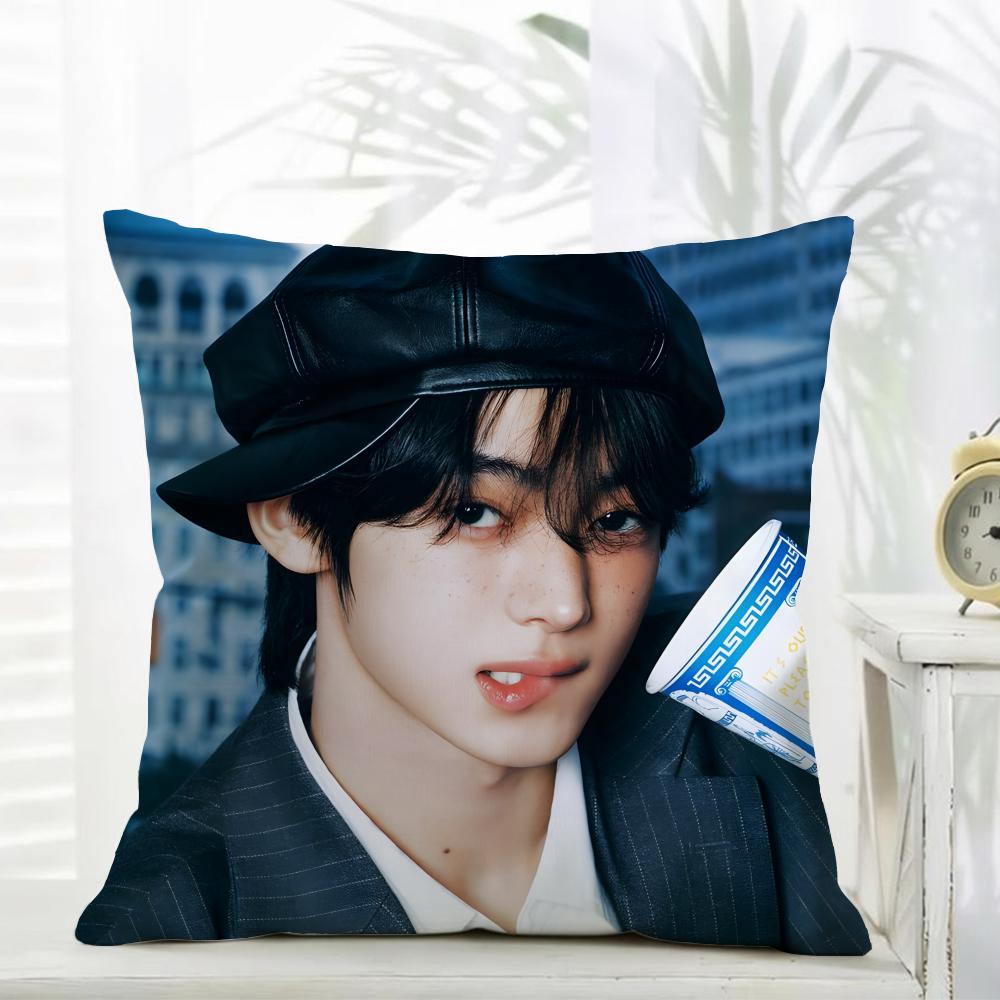Casual Kpop Idol Fans Gift of HHANJIN Cushion Cover Daily Washable Linen Pillowcase Soft for Sofa Bed Home Room Decor