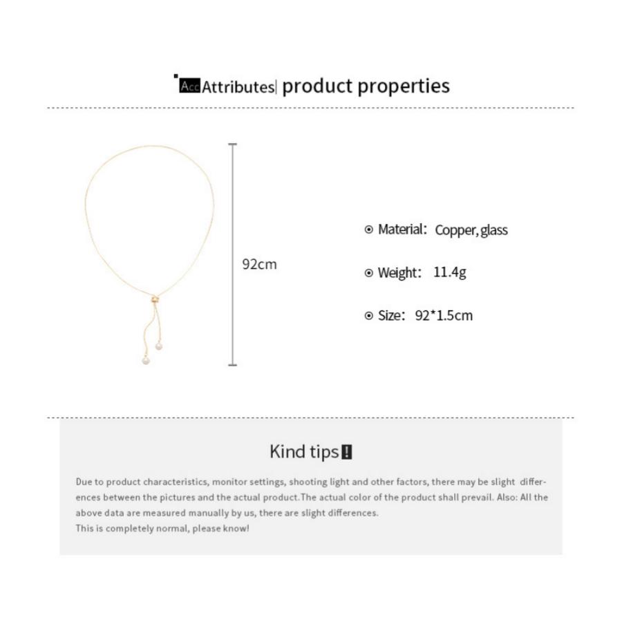 Minimalist Tassel Round Pearl Pendant Necklace Simple Adjustable Necklace Women Daily Sweater Wear Fashion Jewelry Gift Necklace