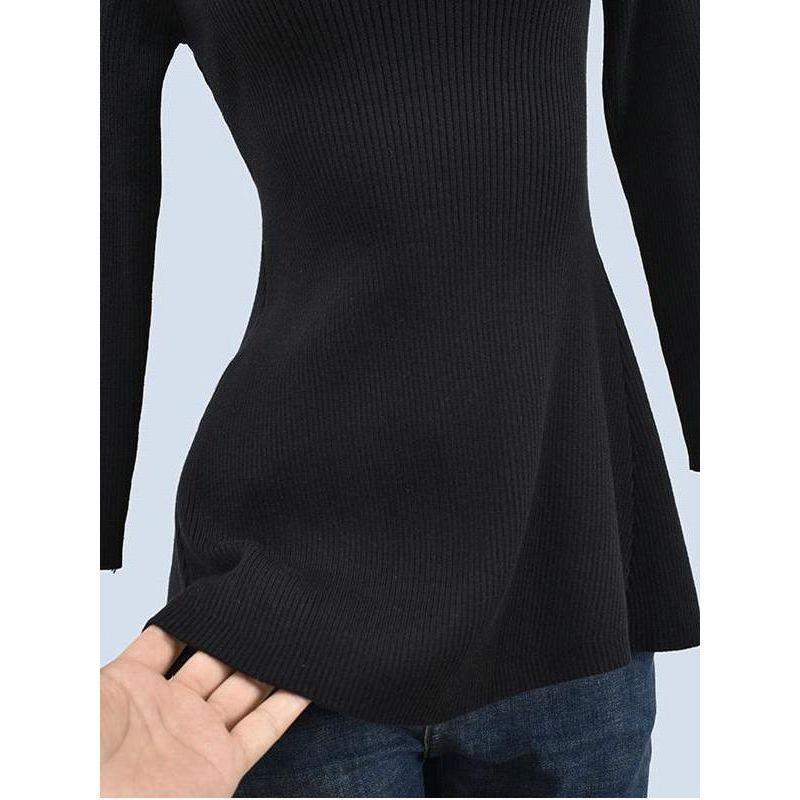 Length Long Length Knitting Long Sleeves Inner Wear Female Spring and Autumn Bottoming Shirt Pure Desire Wind Outwear Silm Cinched Slimming Pullover
