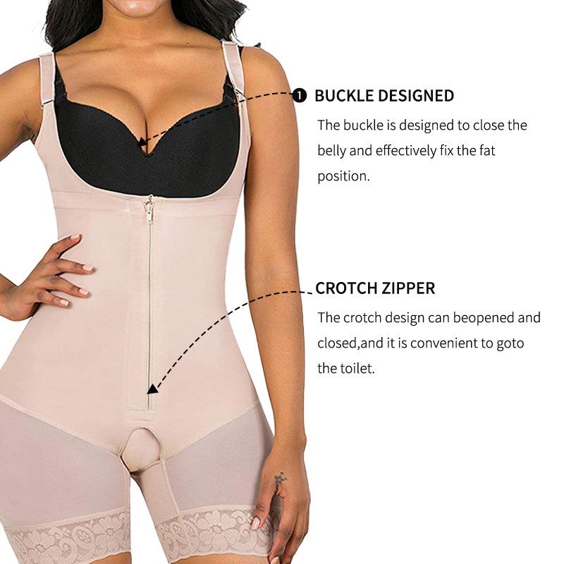 Women Zipper Full Body Shaper Tummy Control Waist Cincher Butt Lifting Shapewear