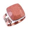 Natural Sunstone Gemstone Handmade 925 Sterling Silver Two Tone Ring Size 6 d7j06