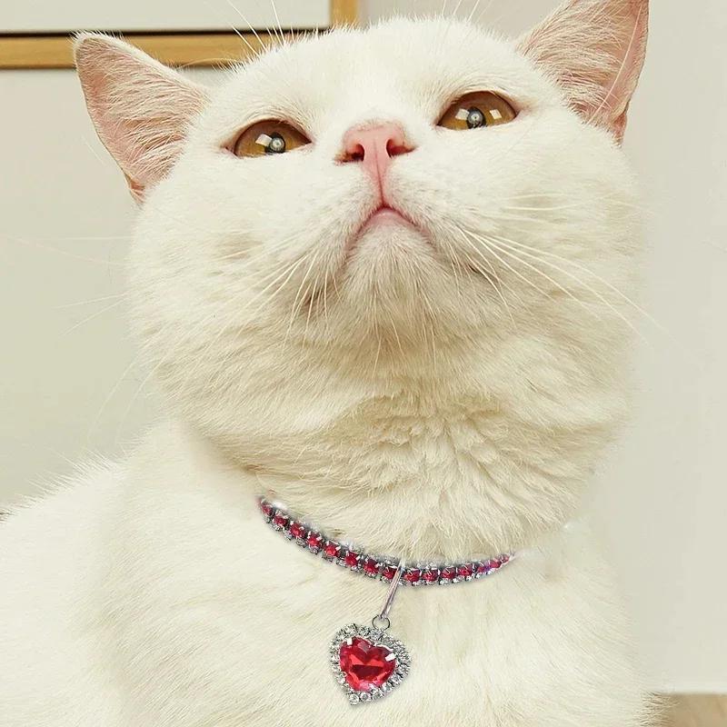 Cat Rhinestone Diamante Collar Necklace for Kitten Luxury Crystal Pets Decoration Necklaces Bling Pet Accessories for Cats Dogs