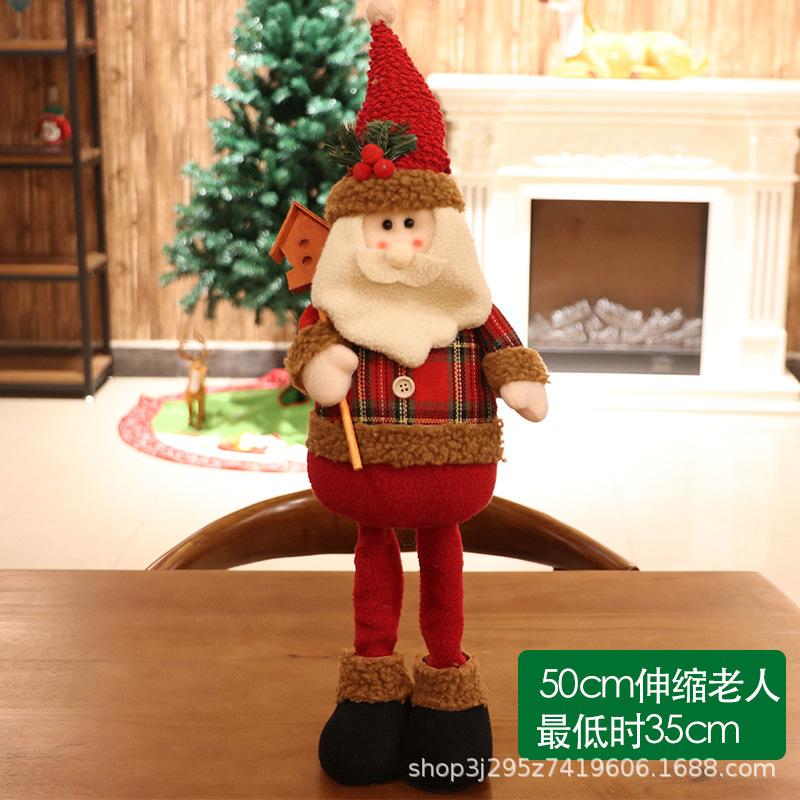 Christmas Telescopic Doll Old Man Snowman Deer Fabric Toy Christmas Gift Window Decoration Ornament