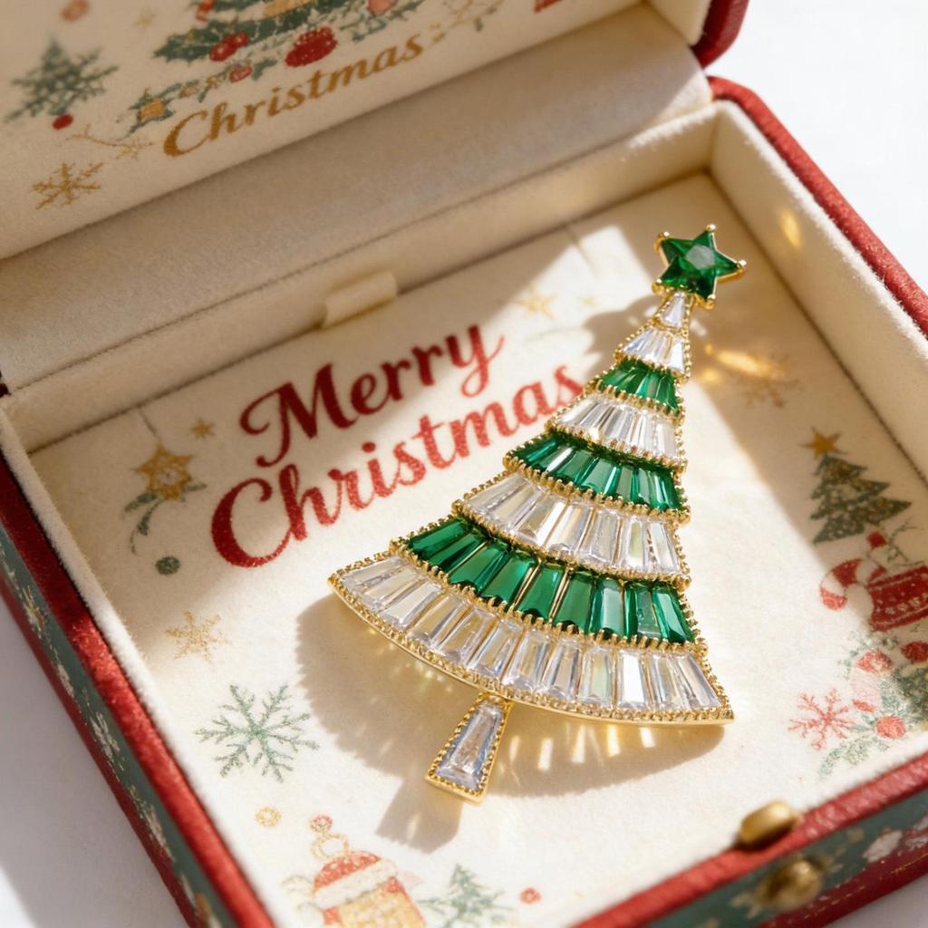 Bo Xin Yun Exquisite Green Christmas Tree Brooch - Luxury Winter Clothing Accessory and Gift Ornament
