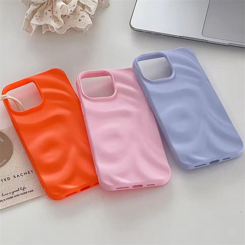Matte Wrinkle Irregular Case for iPhone 16 14 13 Pro Max 11 Protective Case Back Cover for iPhone 15  12 Pro Soft Silicone
